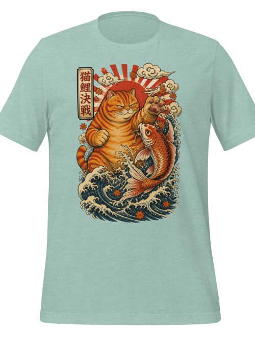 Cat vs Koi T-Shirt – Japanese Ukiyo-e Battle Graphic Tee Unisex T-Shirt